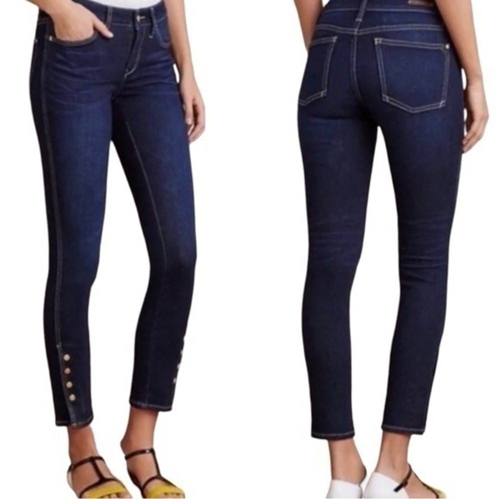Pilcro and the Letterpress Jeans Blue with Gold Cuff Snaps Size 32